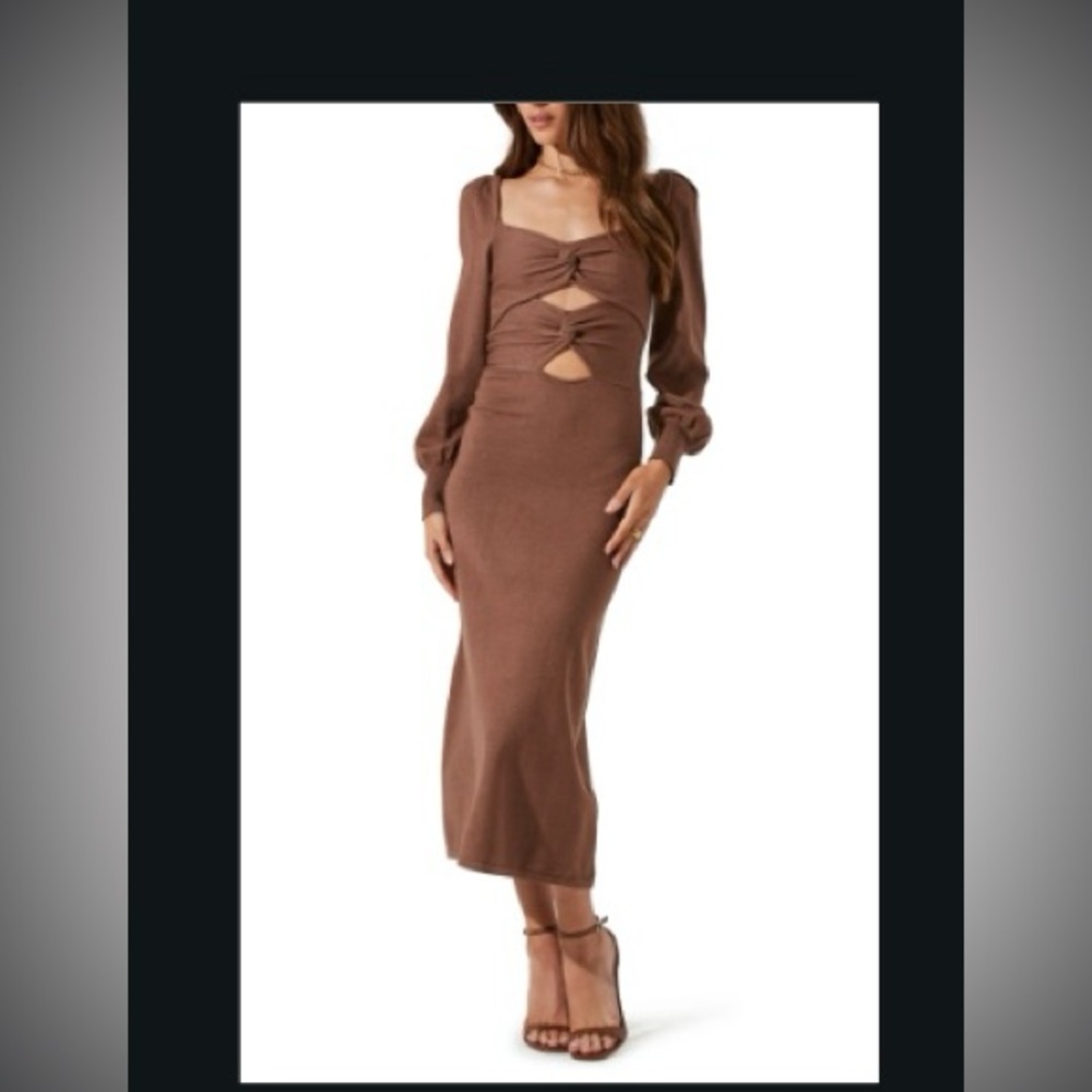 ASTR the label cutout long sleeve sweater dress